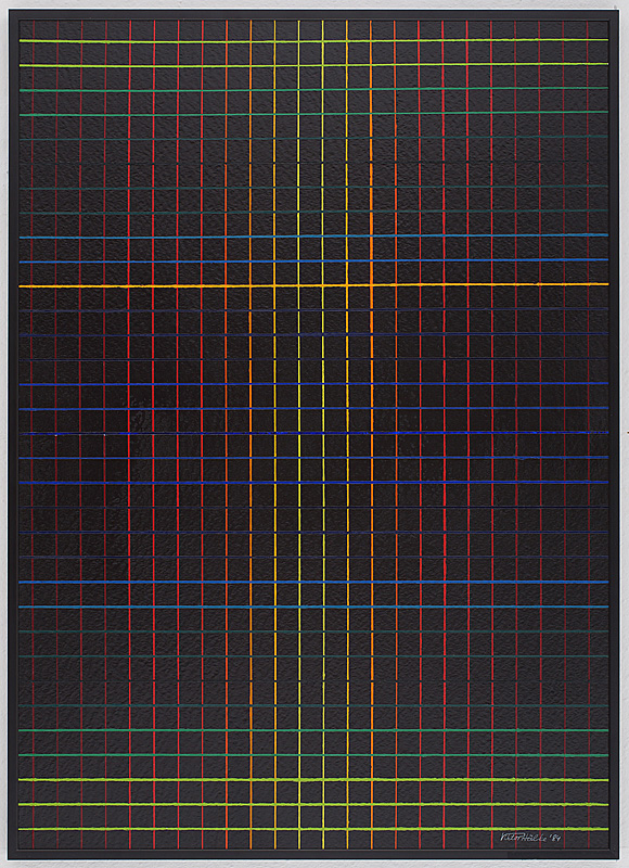Malerei Acryl Gemälde BUNTES GITTER Viktor Hälke 1985
